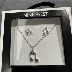 Nine West Silver Music Note Necklace Set